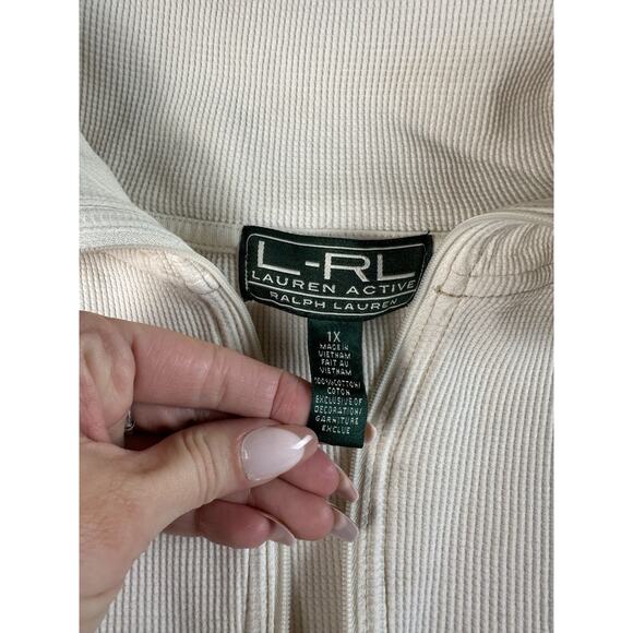 Ralph Lauren Active Cream Gold 1/4 Zip Womens Plus Size 1x Y2K Cyber Goth Grunge - Picture 3 of 7